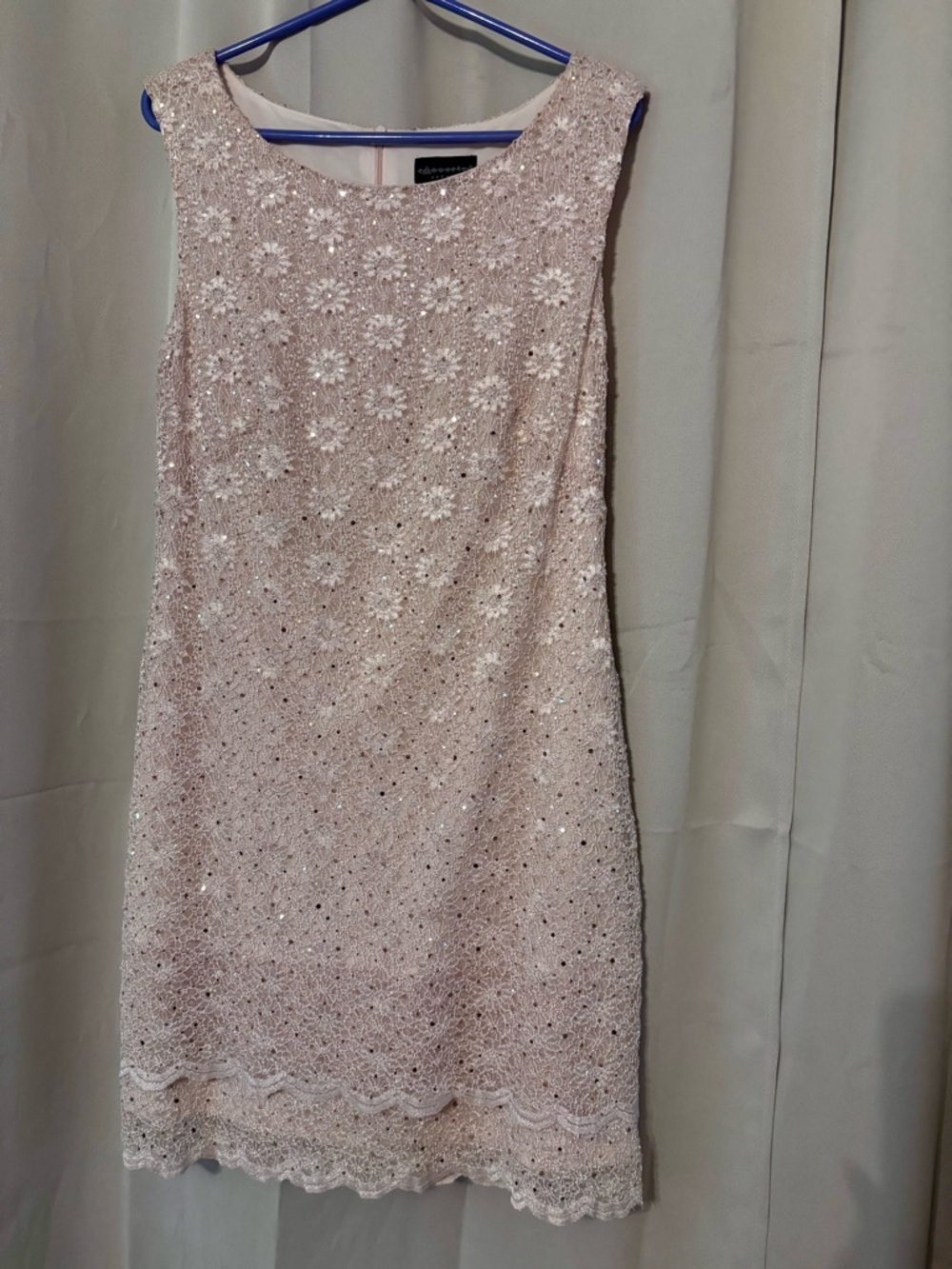 Connected Apparel Gold Lace Sequin Sheath Dress